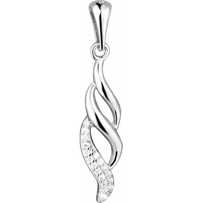 Strieborný prívesok so zirkónmi biela vlnka 14046.1 crystal