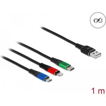 Delock 1 м дълъг USB кабел за зареждане 3 в 1 за Lightning, Micro USB и USB Type-C