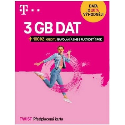 T-Mobile Twist SIM karta 100 Kč volání a SMS + 3GB dat