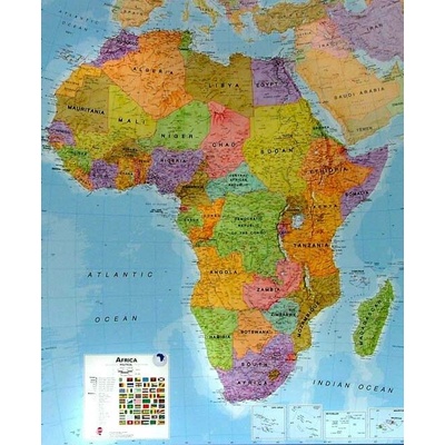 Afrika - nástěnná mapa 100 x 120 cm, lamino + černý hliníkový rám