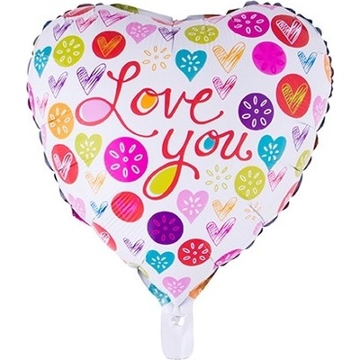 Foliový balónek srdce barevné I Love You 52 cm