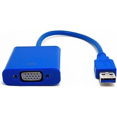 DeTech Преходник DeTech, от USB 3.0 A(м) към VGA(ж), син (DF18164)