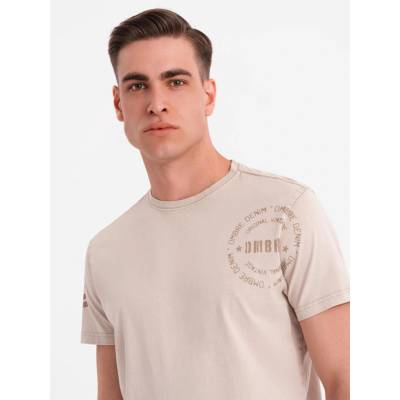 Ombre military style printed cotton t-shirt beige