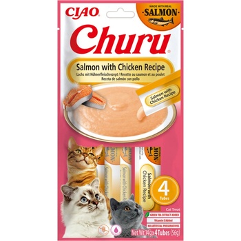 INABA CAT CHURU Сьомга с пилешко месо 4x14g