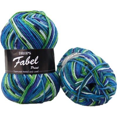Drops Fabel print 677 zelená, tyrkysová