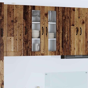 vidaXL Стенен стъклен шкаф LUCCA Старо дърво 60 x 31 x 80 см (885093)