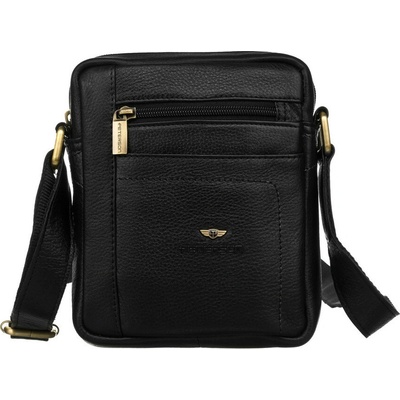 Peterson pánska kožená taška cez rameno so zipsom čierna PTN 2505840-NDM BLAC