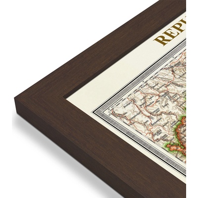 ZES Československo 1933 - nástěnná mapa 113 x 60 cm Varianta: mapa v dřevěném rámu, Provedení: Pegi skořice
