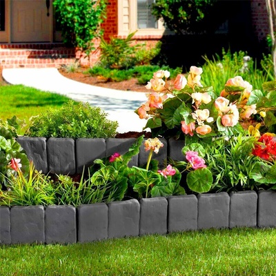 Garden King Záhradný plastový obrubník s imitáciou kameňa 10 ks, 25 x 23 x 13 cm 2 sady