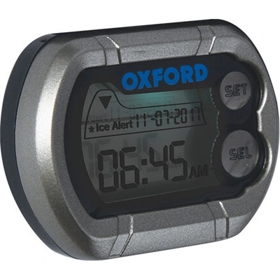 Hodinky a teploměr na moto OXFORD Silver