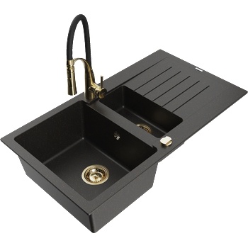 Mexen Matias гранитна мивка с 1, 5 камери с отцедник и кухненски смесител Aster, (6502-75-73450-57-G)