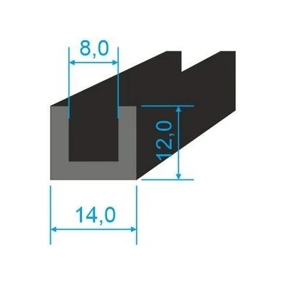 00535018 Pryžový profil tvaru "U", 12x14/8mm, 60°Sh, EPDM, -40°C/+100°C, černý | Zboží Auto