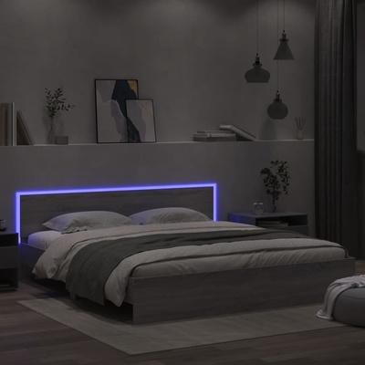 Petrashop 3207593 Rám postele s čelem a LED osvětlením šedý sonoma