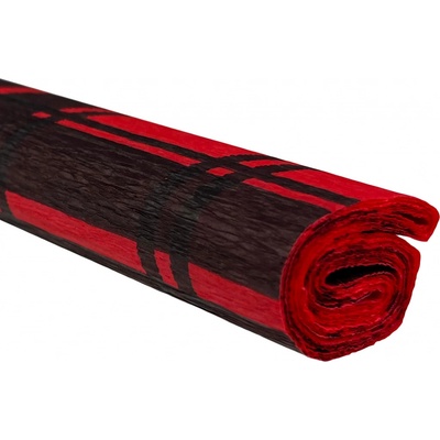 Krepový papír - Károvaná černá na červeném 0,5x2m C08D58 28 g/m2 – Hledejceny.cz