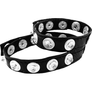 ostatní ROUGE Leather Double Multi Snap Cock Strap with Silver Buttons