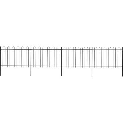 vidaXL Zahradní plot s obloukem nahoře ocelový 714,5 x 120 cm černý