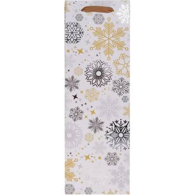 AGB2013504 TAŠKA darč.V37x12+10cm Metallic snowflakes bottle
