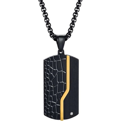 Impress Jewelry Přívěsek z chirurgické oceli Gentleman Tag se zirkonem, včetně řetízku 2.5 mm/ 2306061536523268