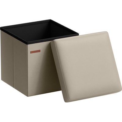 SONGMICS, sedací taburet, výška 38 cm, skládací, s víkem, potažený PVC kůží