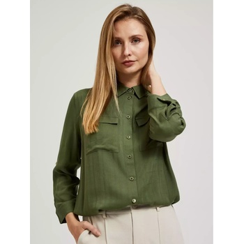 Moodo Блуза в цвят каки с джобове и дълги ръкави Moodo Moodo | Zelen | ЖЕНИ | 46