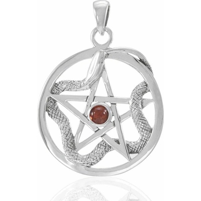 Fantasy Šperky HADÍ PENTAGRAM stříbro granát MJW63