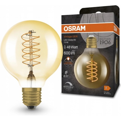 Osram LED žárovka VINTAGE GLOB GOLD 7W 2200K E27 DIM 80mm