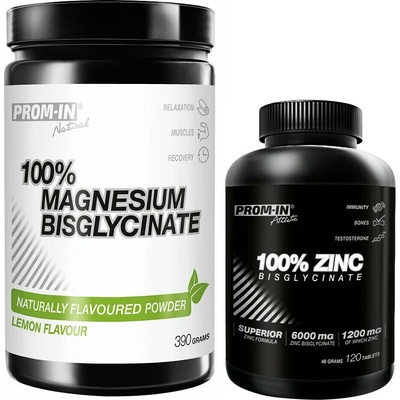 Prom-IN 100% Magnesium Bisglycinate 390 g citron + Prom-IN 100% Zinc Bisglycinate 120 tabliet