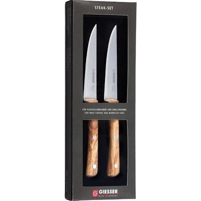 GIESSER Комплект ножове за пържоли Giesser, 2 бр, дръжка от маслиново дърво (GIE.8750.z-12-2.o)