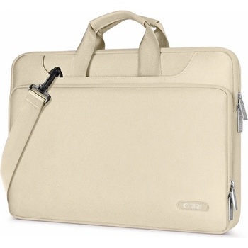 Tech-Protect PocketBag Laptop Bag 16 - елегантна чанта с дръжки и презрамка за MacBook Pro 15 и преносими компютри до 16 инча (бежов)