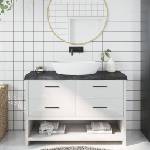vidaXL Плот за баня тъмнокафяв 120x40x(2-6)см обработено масивно дърво (3156236)