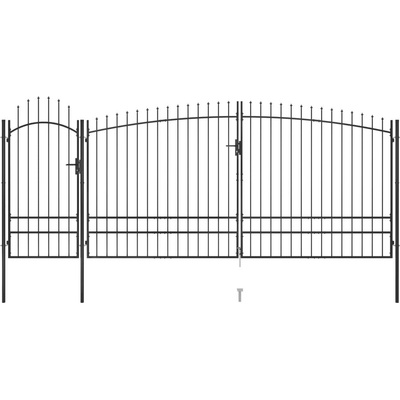 Zahradní plotová brána s hroty 5 x 2,45 m černá 865249