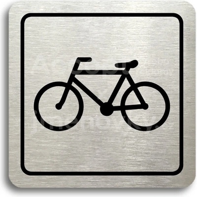ACCEPT Piktogram bicykl - stříbrná tabulka - černý tisk