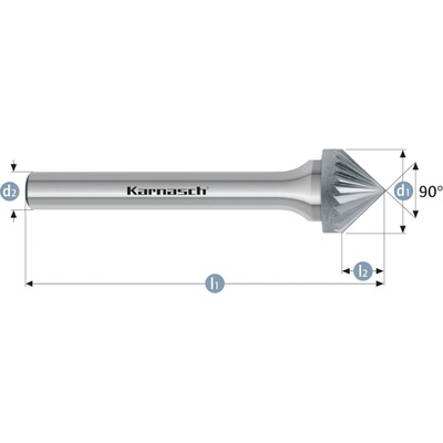 Karnasch 113110015 | K (KSK) - Kužeľová fréza 90° HP-2 10,0x8x6-56 mm, nepovlakované