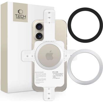 Tech-Protect 2 броя MagSafe пръстени от Tech Protect MMP-110 MagSafe Magnetic Ring - Сребрист и Черен (5906302322718)
