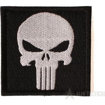 ALFA TACTICAL Nášivka na suchý zip PUNISHER, černo/bílá