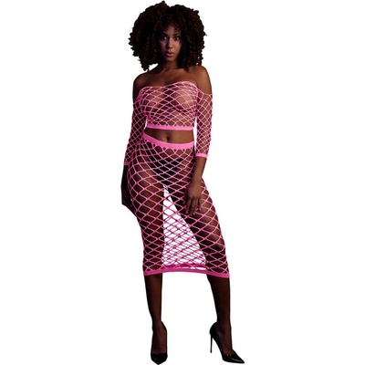 Ouch! Glow in the Dark Long Sleeve Crop Top and Long Skirt Neon Pink – Zboží Mobilmania