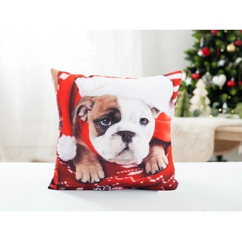 Carbotex Vianočná Buldog s červenou čiapočkou 40 x 40 cm