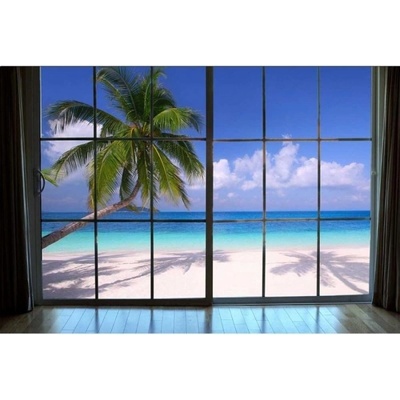 DIMEX ART Флизелинов фототапет плаж пред прозореца 375 x 250 см