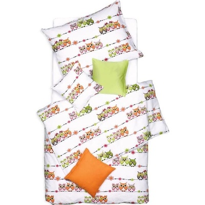 SCANquilt povlečení sovičky bílopestrá 90 x 135 cm 45 x 65 cm