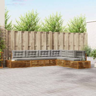 vidaXL Комплект дивани за открито 6 Брой Естествено и светло сиво (3374101)