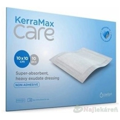 KerraMax Care krytie na rany, superabsorpčné, neadhezívne, 10 x 10 cm, 10 ks