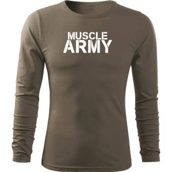 DRAGOWA FIT-T Тениска с дълъг ръкав Muscle Army, маслиненозелена, 160 г/м2 (5648)