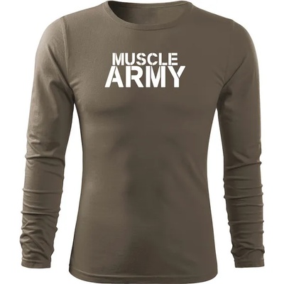 DRAGOWA FIT-T Тениска с дълъг ръкав Muscle Army, маслиненозелена, 160 г/м2 (5648)