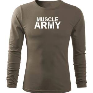 DRAGOWA FIT-T Тениска с дълъг ръкав Muscle Army, маслиненозелена, 160 г/м2 (5648)