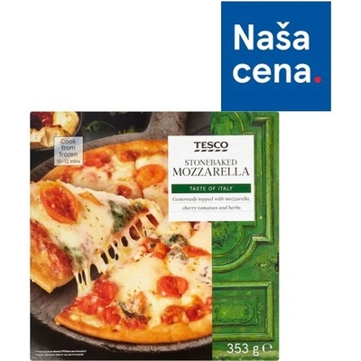 Tesco Pizza pečená v kamennej peci so syrmi mozzarella eidam a cherry paradajkami 353 g