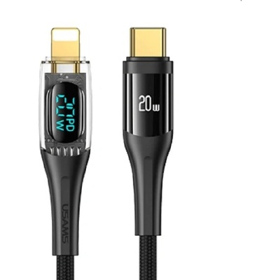 Usams US-SJ588 kompatibilný s Lightning pre rýchle nabíjanie USB Type-C PD 20 W, 120cm, černý