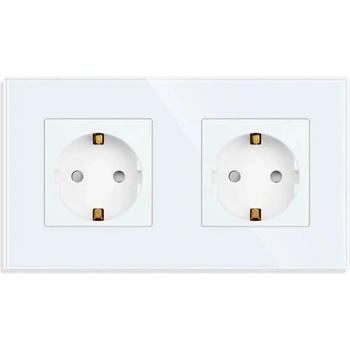 Luxon КОНТАКТ ДВОЕН С ДЕТСКА ЗАЩИТА СТЪКЛЕНА РАМКА БЯЛ luxon