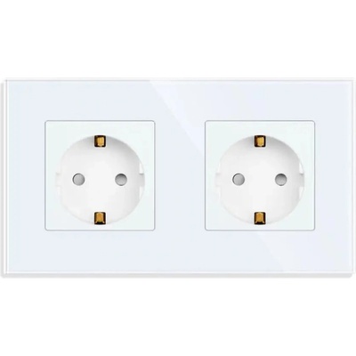 Luxon КОНТАКТ ДВОЕН С ДЕТСКА ЗАЩИТА СТЪКЛЕНА РАМКА БЯЛ luxon