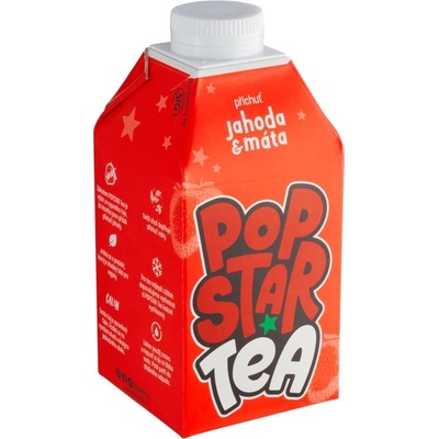 Popstar Tea ledový čaj s příchutí jahody a máty 0,5 l