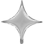 PartyDeco Балон от фолио Звезда, сребърен, 45 см